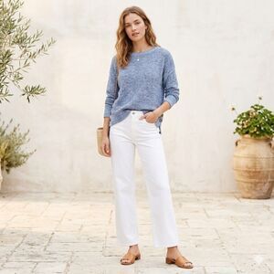 Joie Blue Marled Sweater Cotton Blend Button Side Casual Coastal Grandma SZ XL